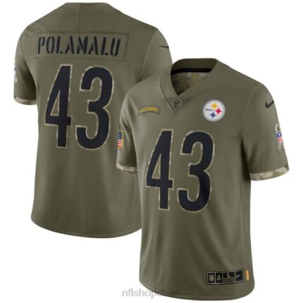 ropa NFL pittsburgh steelers troy polamalu nike oliva 2022 saludo al servicio jugador retirado camiseta limitada hombres 20DRH2350