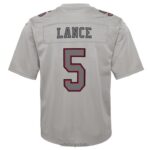 ropa NFL san francisco 49ers trey lance camiseta nike gris atmósfera juego juventud 20DRH3090 - Image 3